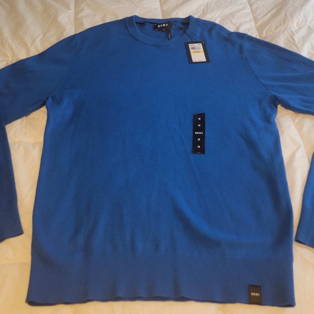 Dkny Men's Regular-Fit Crewneck Cotton Sweater Princess Blue Size M